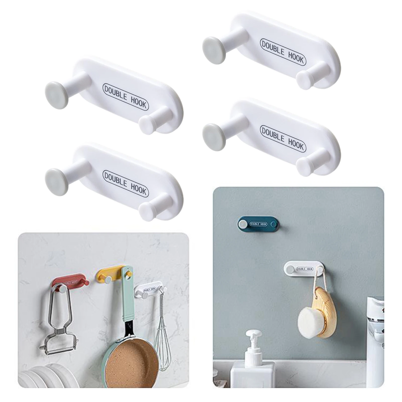

4Pcs Strong Wall Hooks ers Kitchen Bathroom Hallway ing Hook Holder