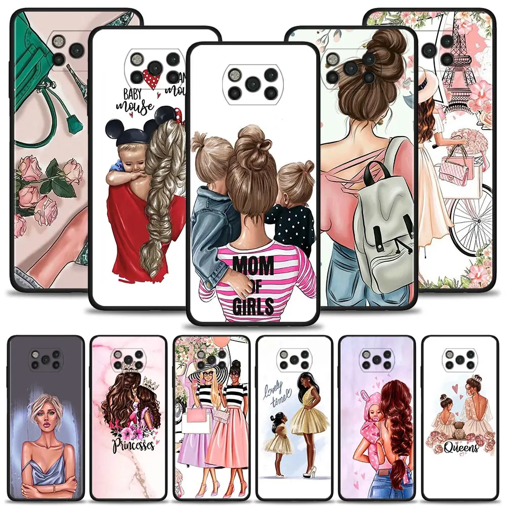 

Phone Case For Xiaomi Poco X3 NFC M3 Pro pocophone F1 Note 10 Lite CC9 CC9E A2 Lite Silicone Coque Woman girl Super Mom baby