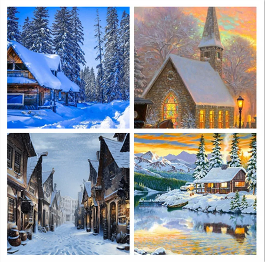 Алмазная вышивка зимние DIY алмазные картины пейзаж Снежная сцена сделай сам