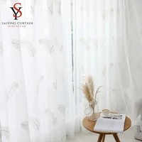 embroidered tulle curtains for living room modern white feather sheer voile curtain for bedroom window curtain for kitchen door