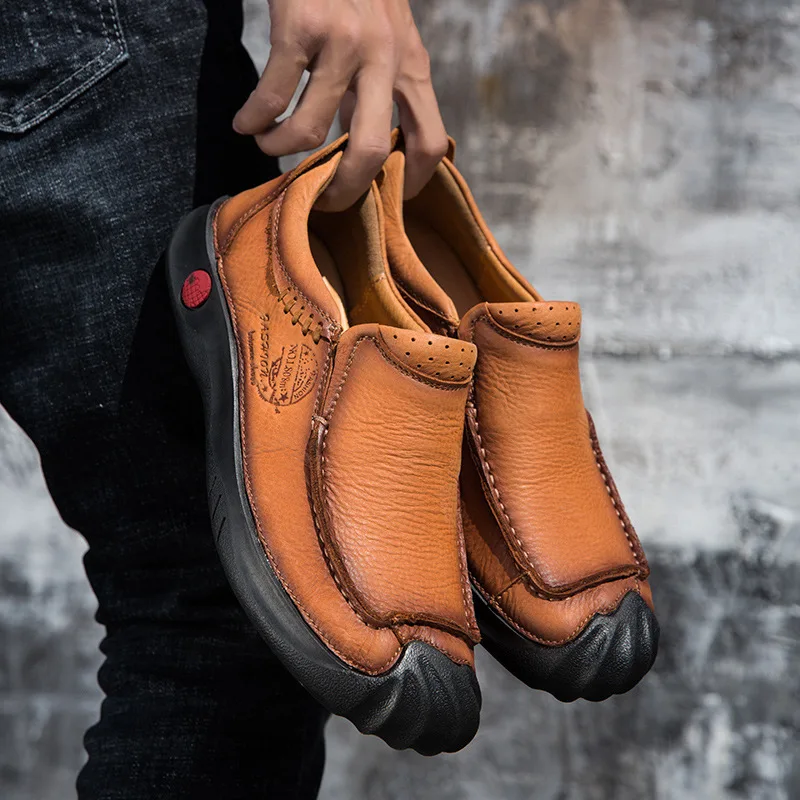 CEVABULE Large Size Men's Leather Shoes Handmade Casual Breathable Bean CLK-2018 | Обувь