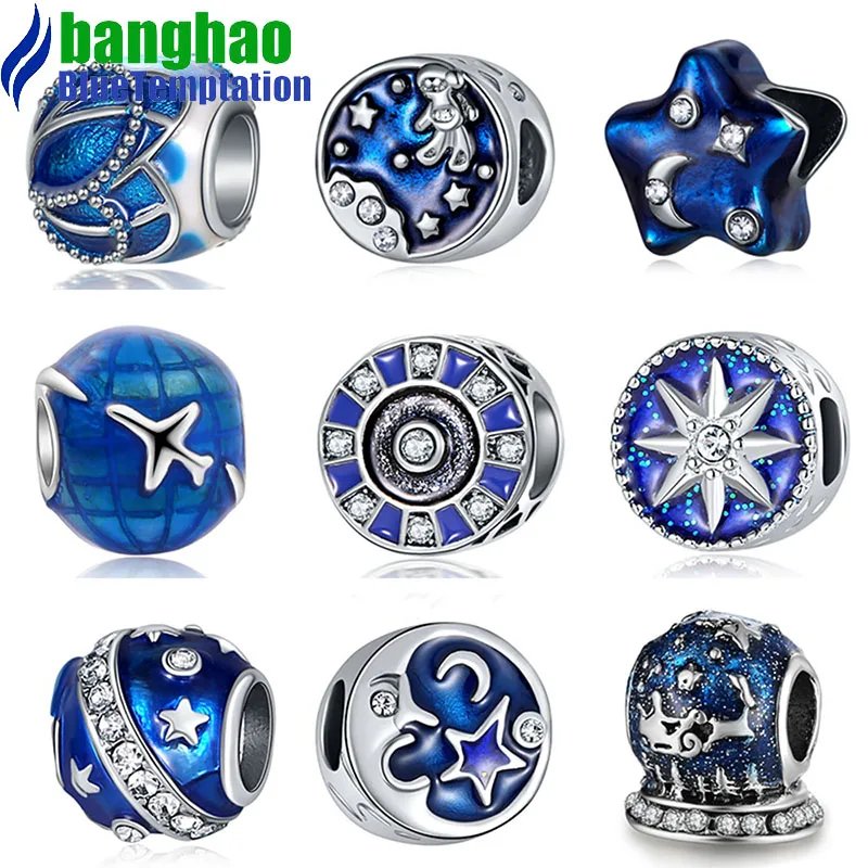 Оптовая продажа ювелирных изделий талисманы синий сплав браслеты с подвесками