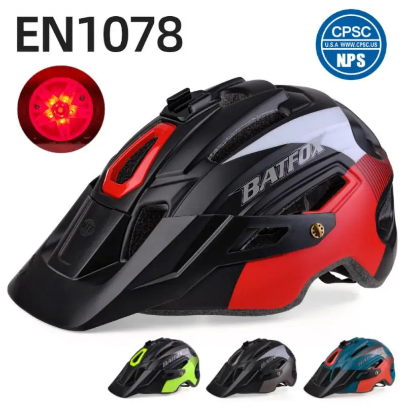 

Легкий шлем BATFOX 58-61 см светильник, горный шлем с задним фонарем для мужчин и женщин, для езды на велосипеде, крепление для камеры