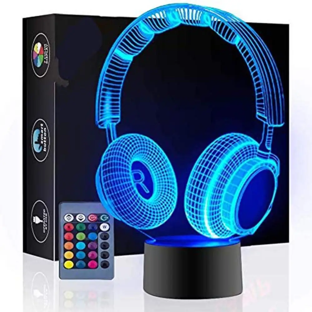 Декоративный светильник в форме наушников 3d лампа детский ночсветильник подарок