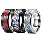 Винтажное кольцо из карбида вольфрама в стиле стимпанк, механическое зубчатое кольцо для мужчин, цвет синий, красный, кольцо из углеродного волокна, 8 мм, Мужская Свадебная лента, Прямая поставка