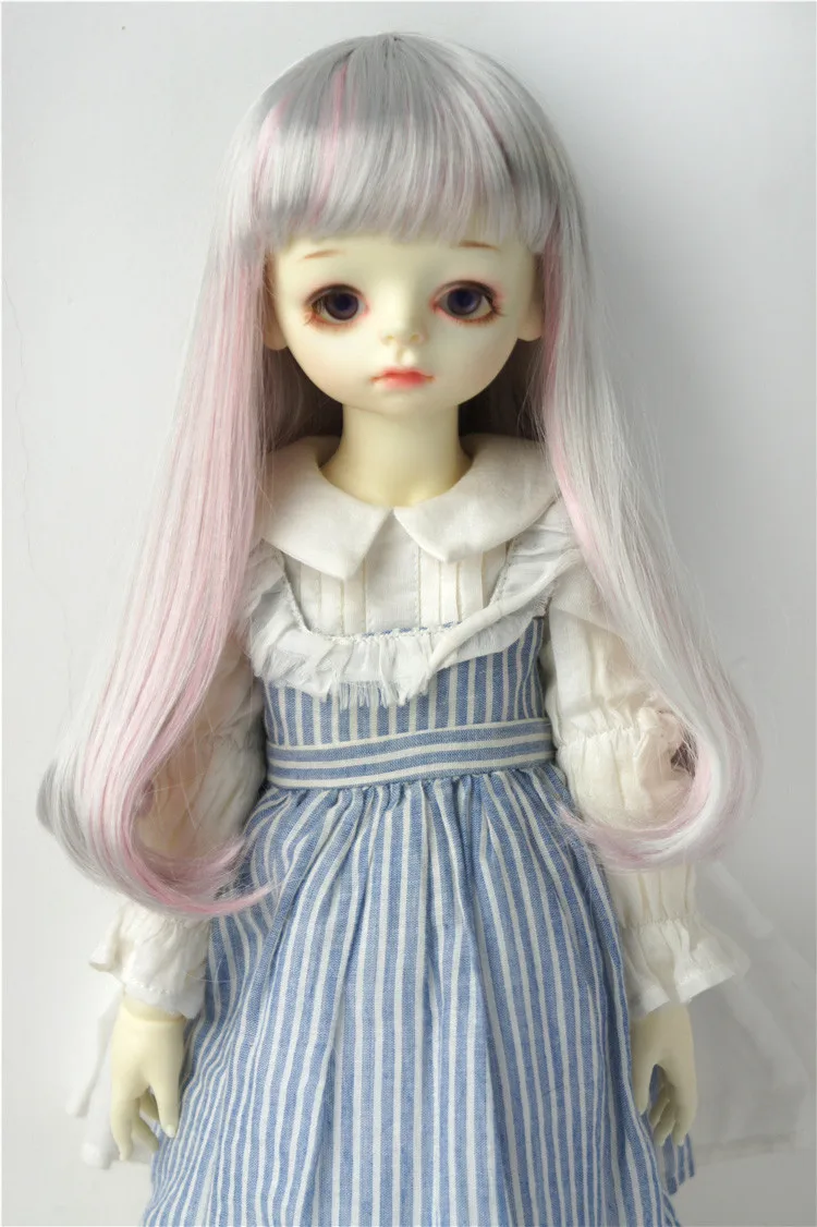 

JD319B 8-9inch 21-23CM Long Straight with curls tails full Bangs Synthetic mohair 1/3 SD BJD doll wigs