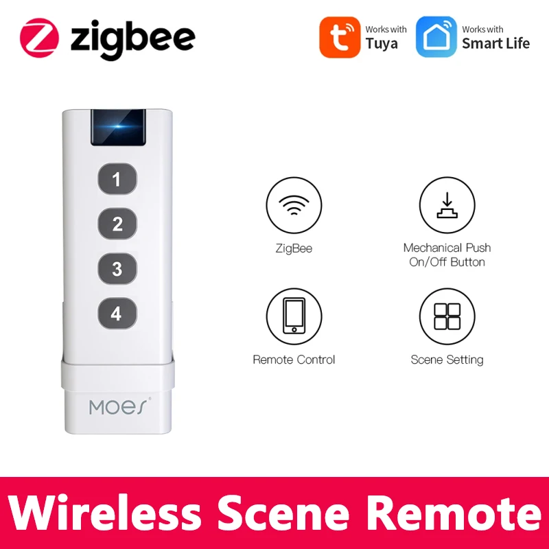 

Tuya ZigBee Four-button 12 Scene Switch With Battery 4 Gang Portable Remote Control Smart Home Automation For Zigbee Gateway New