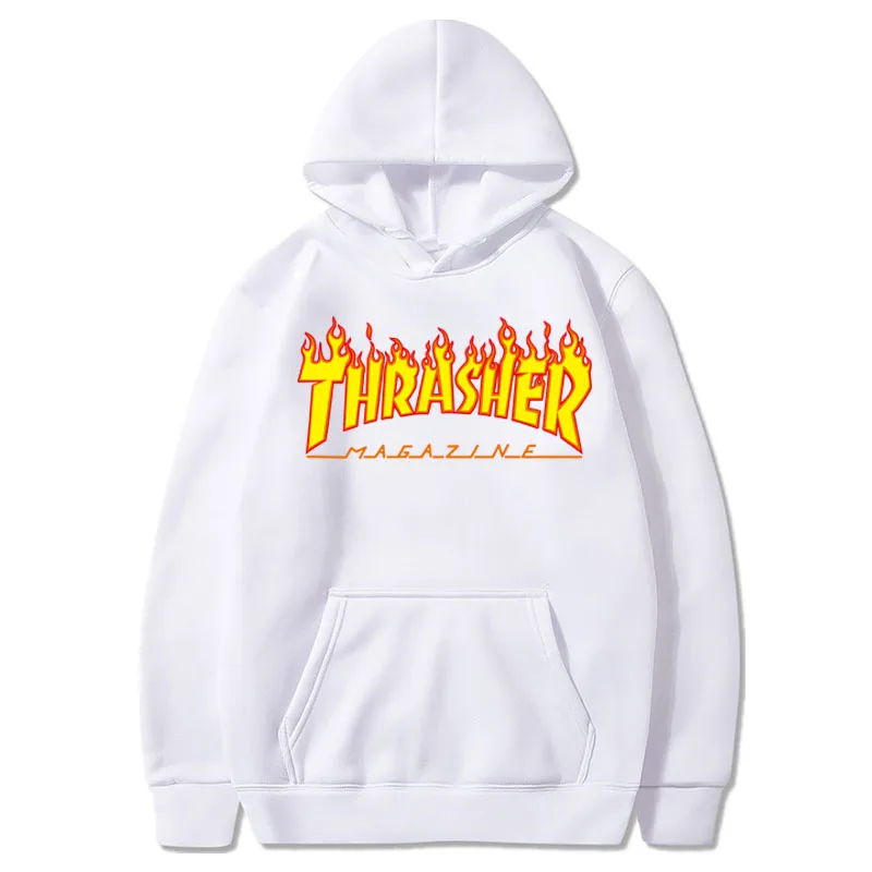 

Hoodies Women European and American Fall/Winter Popular Pullovers Yellow Flame Print Ladies Hip-Hop Hoodies Couple Sweatshirts