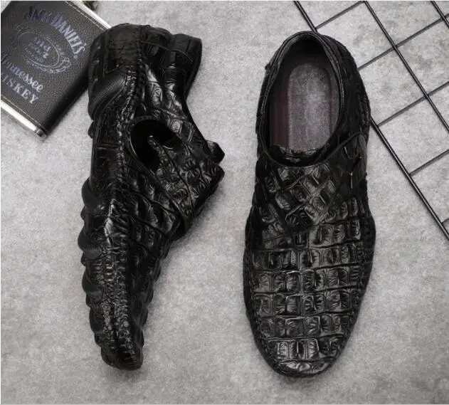 Модные мужские деловые модельные туфли с крокодиловой пряжкой туфли-оксфорды