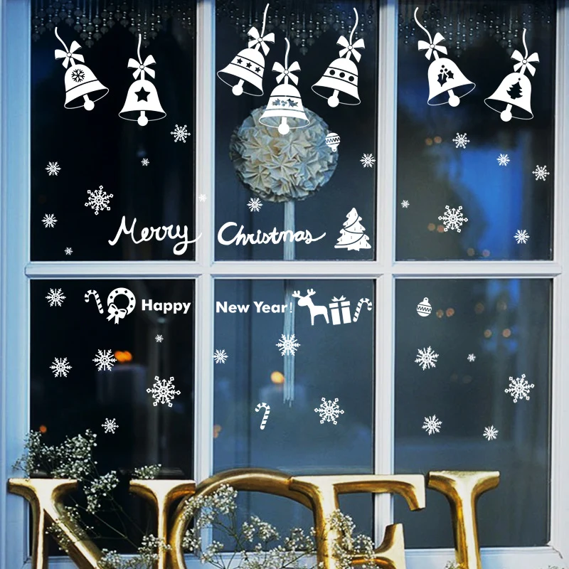 Рождественская Наклейка на окно наклейки сделай сам снежинка снеговик звезда