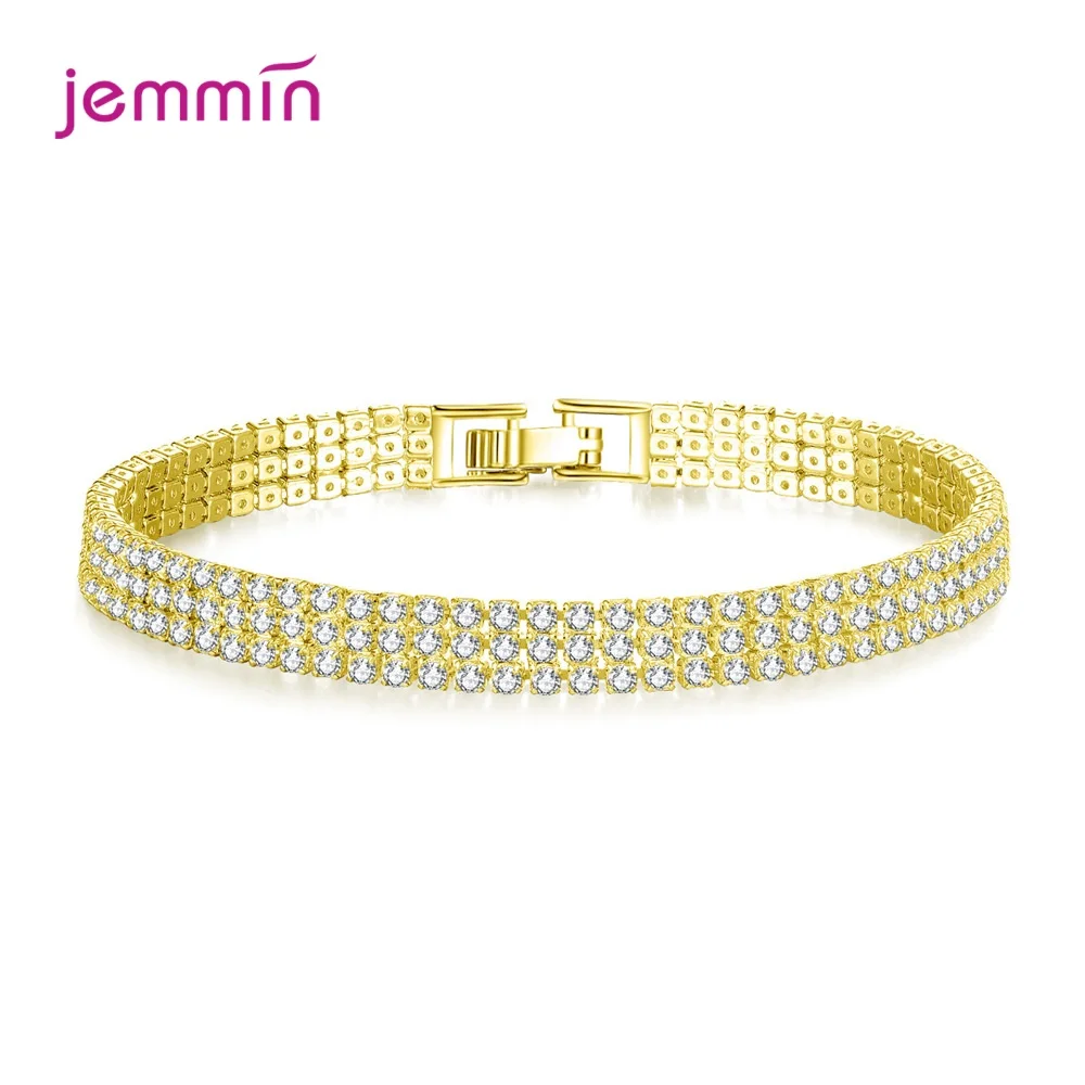 N50903-J Популярный 925 цельный серебряный браслет с застежкой-защелкой, подлинные кристаллы циркония, браслет и браслет для женщин, дамское кольцо для рук - Цвет камня: N50903-J