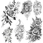 Тату временные для женщин, реалистичные 3D Искусственные татуировки с цветами, хной, львом, боди-артом для взрослых