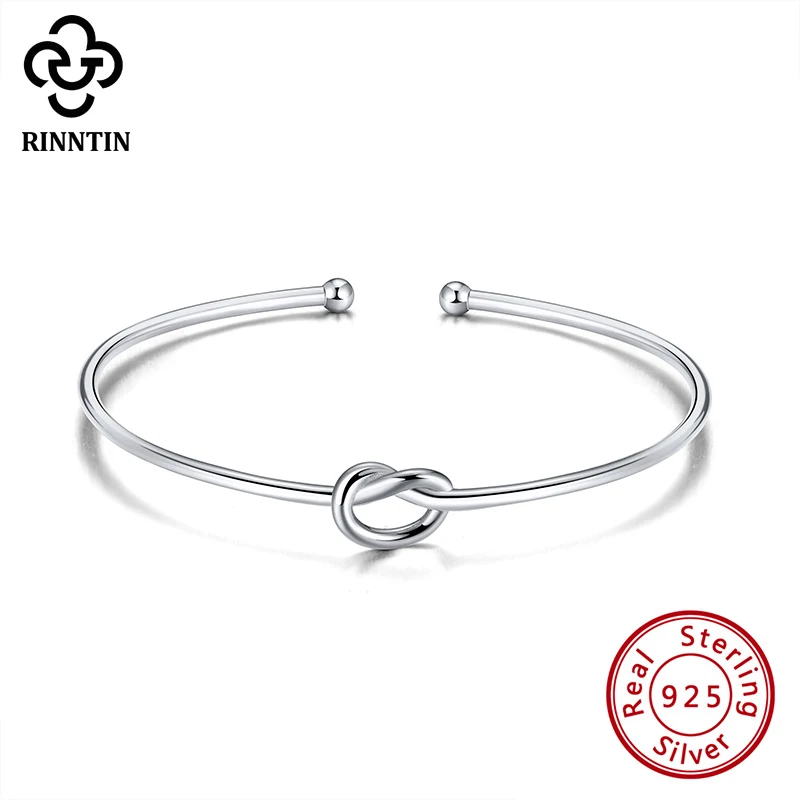 

Rinntin 925 Sterling Silver Women Bracelets 12MM Infinity Design Adjustable Bangles For Female Anniversary Accessories TSB83