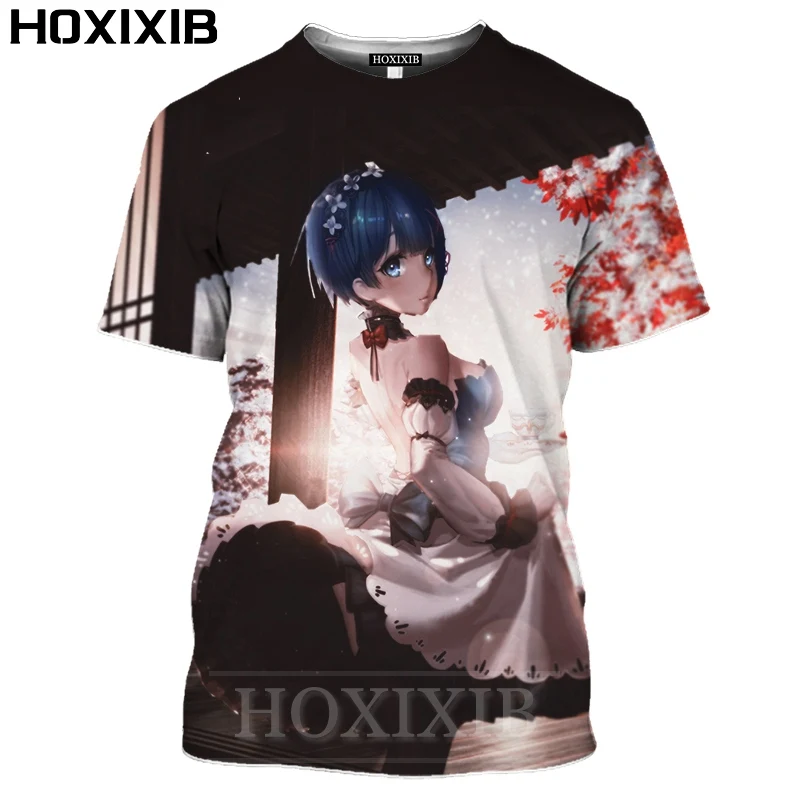 Футболка hoxib Re Zero для мужчин и женщин Пляжная 3d футболка с принтом аниме девушек