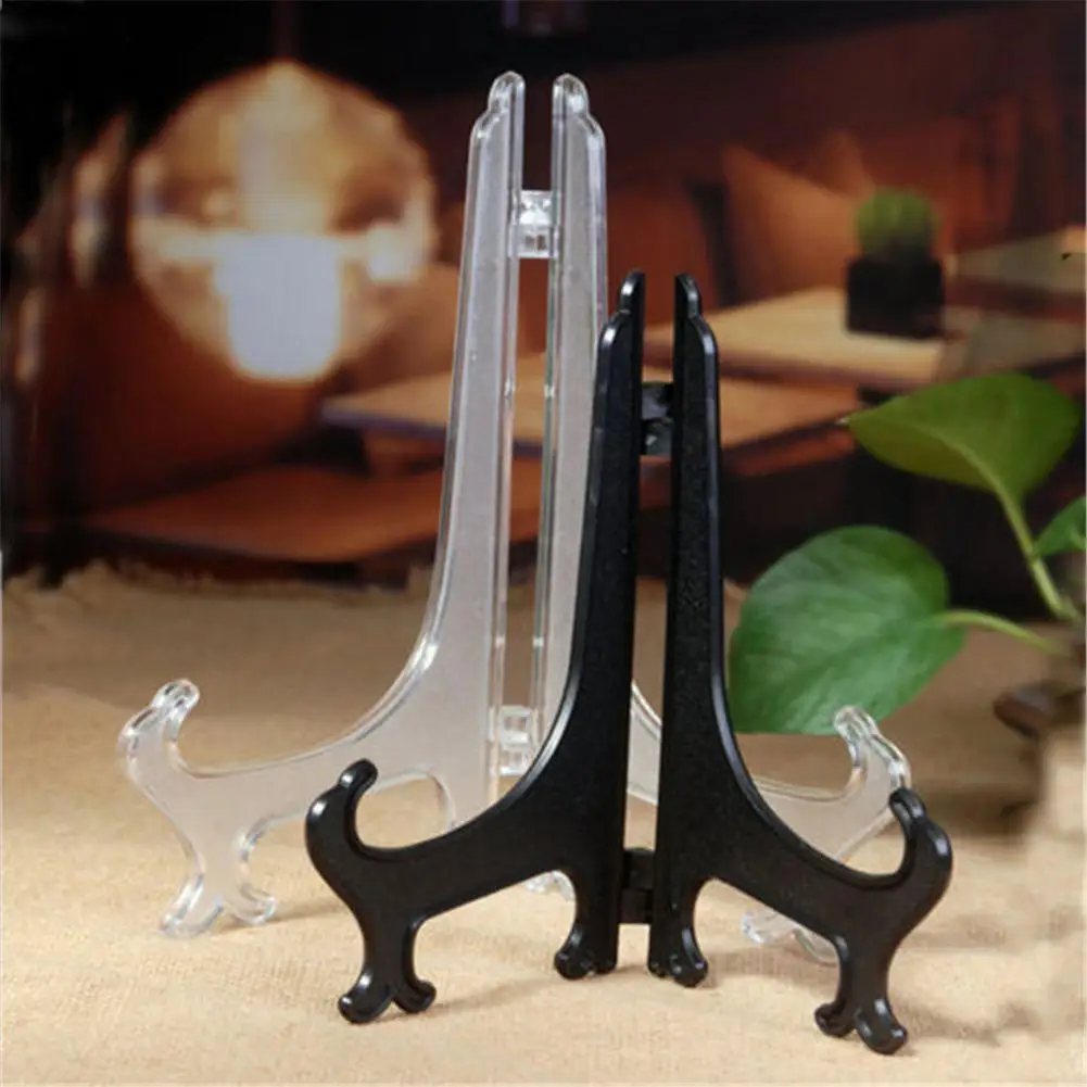 

1Pcs Clear Plastic Easels Plate Holders Display Dish Rack Picture Frame Photo Book Pedestal Holder Display Stand Stander