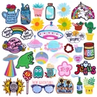 Мультяшные стильные термоклейкие нашивки на одежду, Радужный Единорог, вышитые нашивки для одежды, растения, необычная Цветочная аппликация