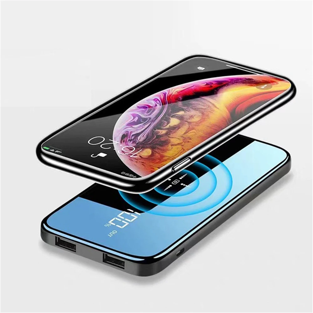 NTSPACE 10000 мАч Qi Беспроводное зарядное устройство, внешний аккумулятор для iPhone, samsung, внешний аккумулятор, двойное USB зарядное устройство, беспроводной внешний аккумулятор