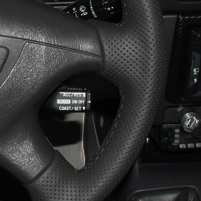 hand stitched black artificial leather diy car steering wheel cover for mitsubishi pajero sport 2004 montero sport 2004 free global shipping