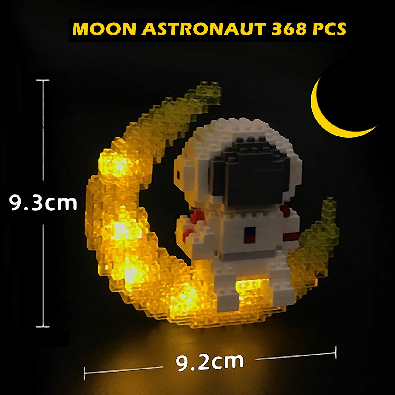 

Moon Astronaut Small Building Blocks Mini Puzzle Blocks with Led Lighting Set Educational Toys Gifts for Children and Adults