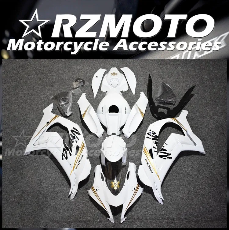 

4Gifts Injection New ABS Fairings Kit Fit for kawasaki Ninja ZX-10R ZX10R 2016 2017 2018 2019 16 17 18 19 Custom white golden