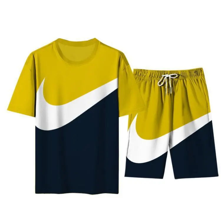 

Men's and women's two-piece short-sleeved shorts set men's summer new plus-size fashion and leisure two-piece suit Oversizem