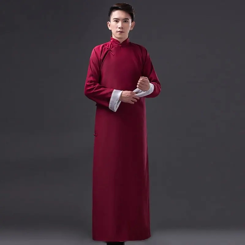 

Chinese Traditional Costume for Men Long Robe Male Ancient Tang Clothing Long Gown Hanfu Costume for Stage Cosplay 89