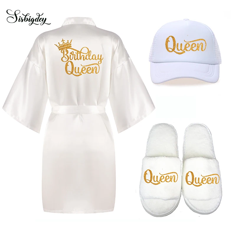 Блестящий Золотой Королевский халат на день рождения с короной атласный для