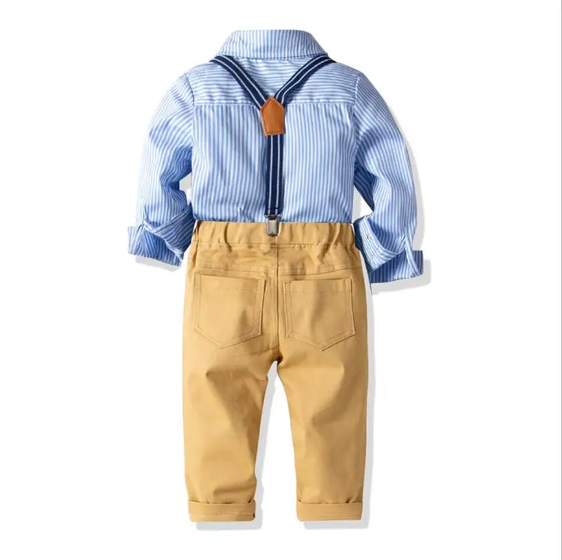 Baby boy clothing Suit Boy clothes wedding Bow tie gentleman baby Birthday banquet Full dress Rompers Children's wear PCS stripe |