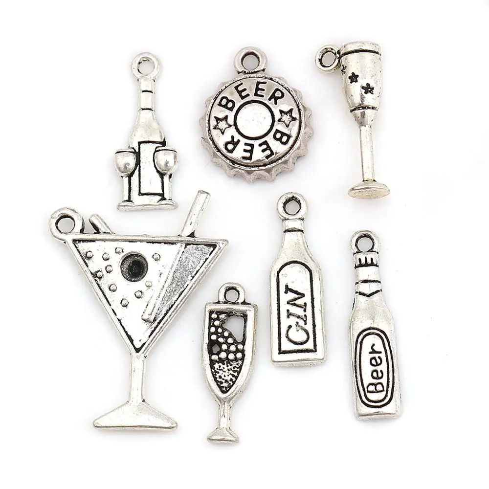 DoreenBeads цинковый сплав на основе Кулоны из нержавеющей стали вина Стекло античное