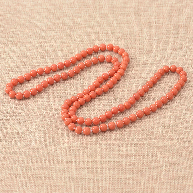 

Wholesale 8mm Long Orange Coral Charm Necklace 36inch Created For Handmade Diy Synthetic Coral Necklace Statement Women H860