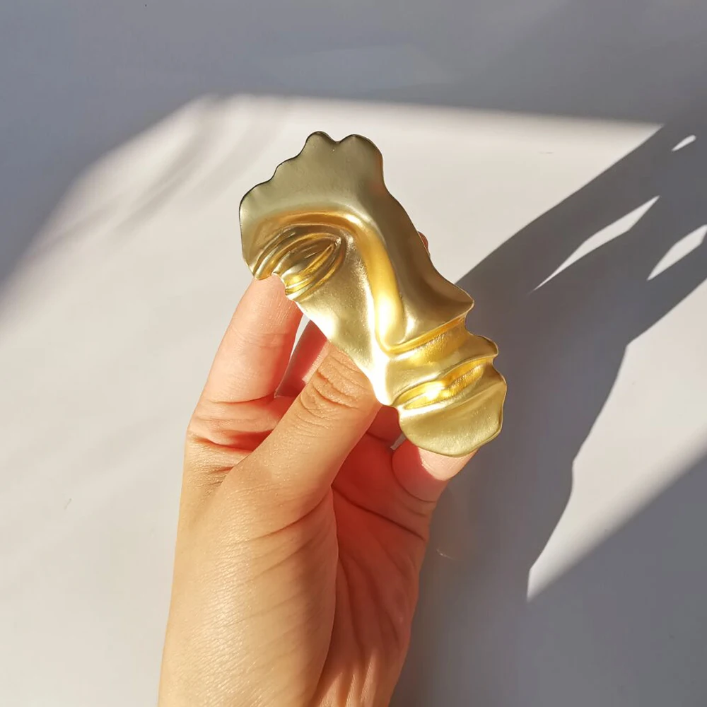 Модная Золотая брошь из металлического сплава в виде головы человека винтажная