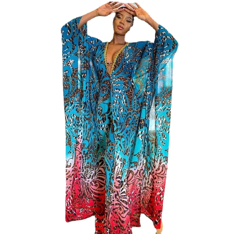 

2 Piece Set Women Africa Clothes 2021 African New Fashion Two Piece Suit Long Tops + Wide Pants Party Plus Size For Lady