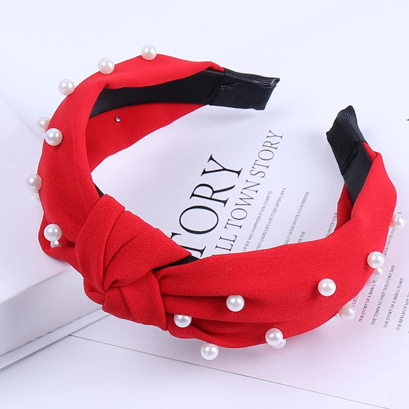 19 Одноцветные повязки с узелком для женщин, простая тканевая лента для волос для девушек, женские аксессуары для волос, широкая лента для волос - Цвет: 19