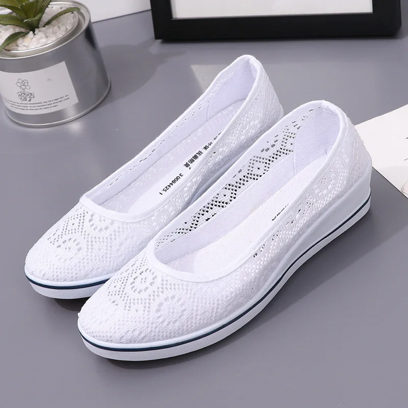 

2021 New Summer Women Canvas Nurse Shoes Solid Ladies Platform Casual Sandals Women Flat Bottom Feminino Breathable Shoes