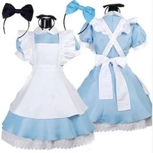 Halloween Women Adult Anime Alice Adventure Blue Party Dress Alice Dream Women Sissy Maid Lolita Cosplay Costume