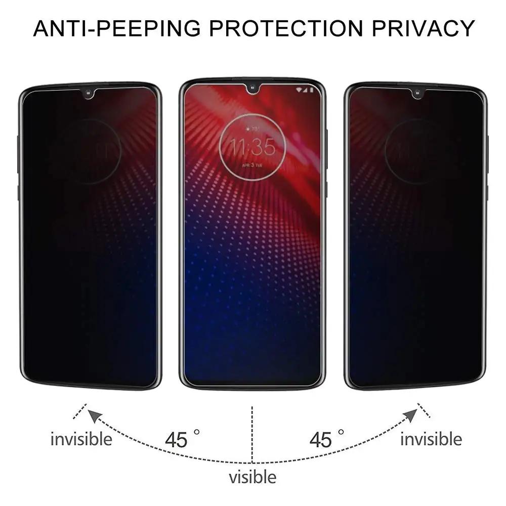 Антишпионское закаленное стекло для Motorola Moto G7 P30 Play PLUS Z4 Защита экрана One Note мощное