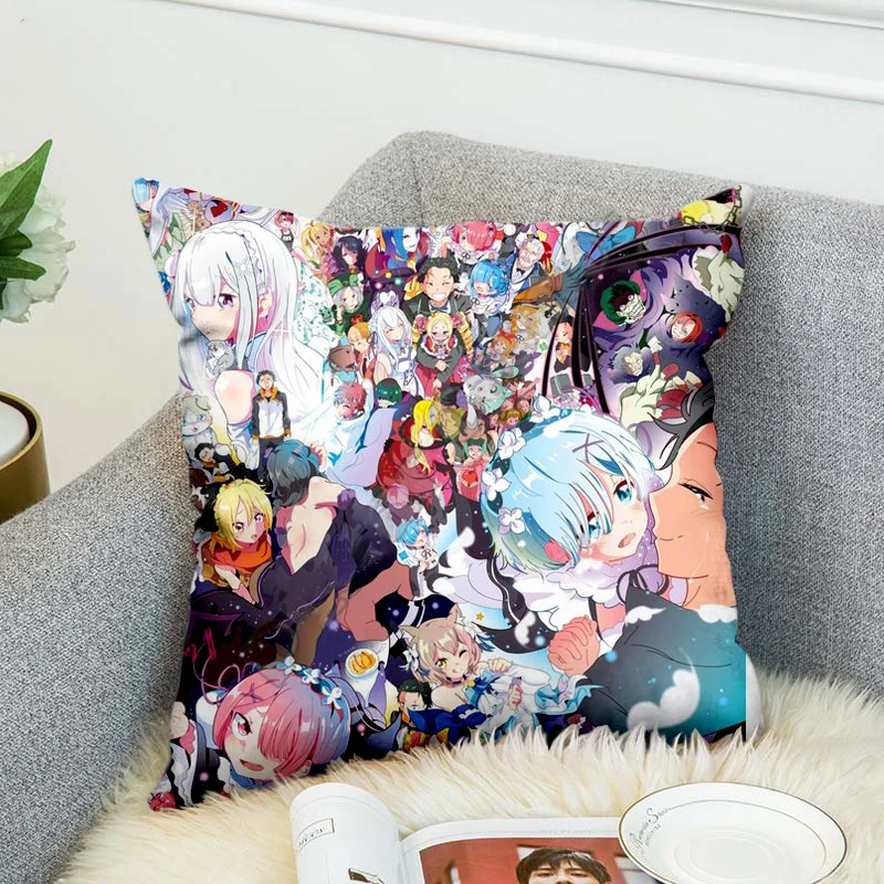 Anime Girl Sexy Re Zero Rem Manga Pillow Case Polyester Decorative Pillowcases Throw Cover Square | Дом и сад