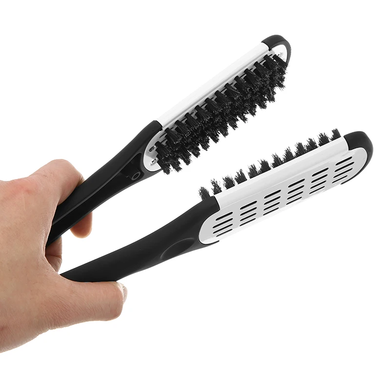 

Hairdressing Boar Bristle Hair Straightening Double Brush Comb Clamp Hair Combs Hairbrush Hairstylig Tool