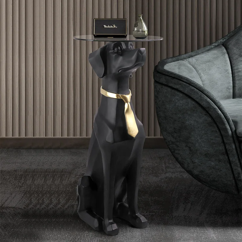

Nordic Modern Creative Floor Dog Furnishing Animals Light Luxury Living Room Tea Table Model Furniture Bedside Table