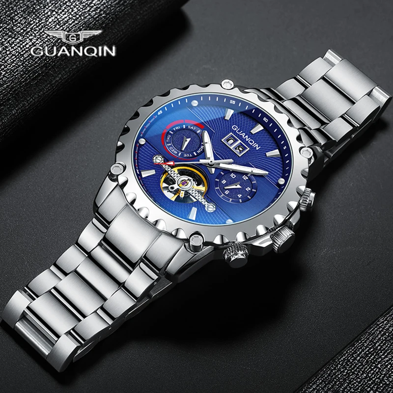 2020 GUANQIN Luxury High Quality Automatic Mechanical Automatic Bracelet Stainless Steel Sapphire Men s Accessories Stainless