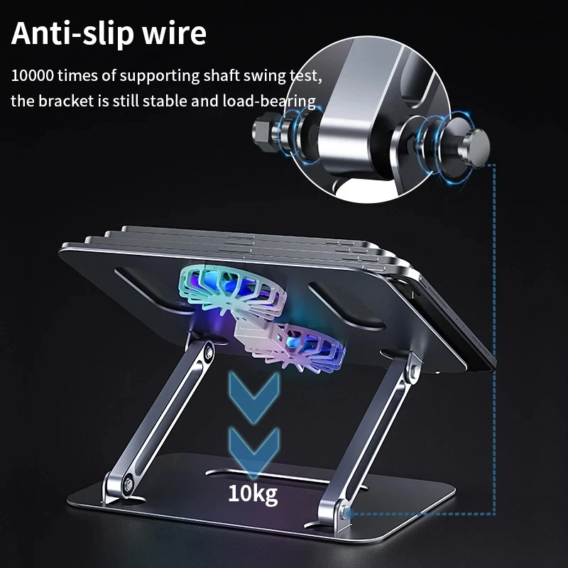 tongdaytech foldable table laptop holder stand double cooling fan aluminum adjustable base support notebook macbook pro computer free global shipping