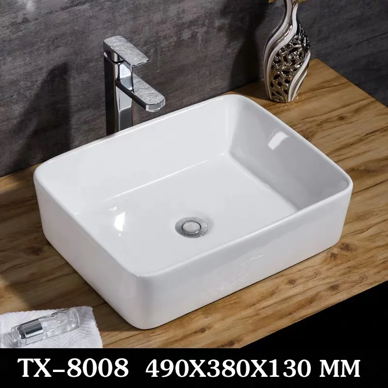 Дешевая белая керамическая раковина для кишечника Бытовая простая