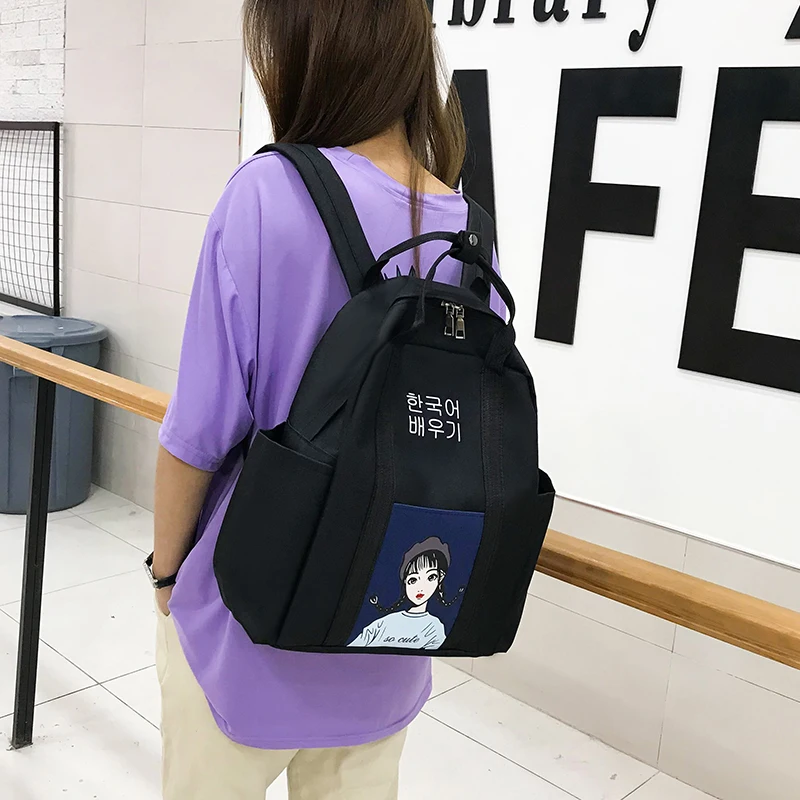 Модный женский рюкзак, 3 шт., новинка, нейлоновый рюкзак, Mochilas, женский рюкзак с милым рисунком, школьный рюкзак для девочек-подростков