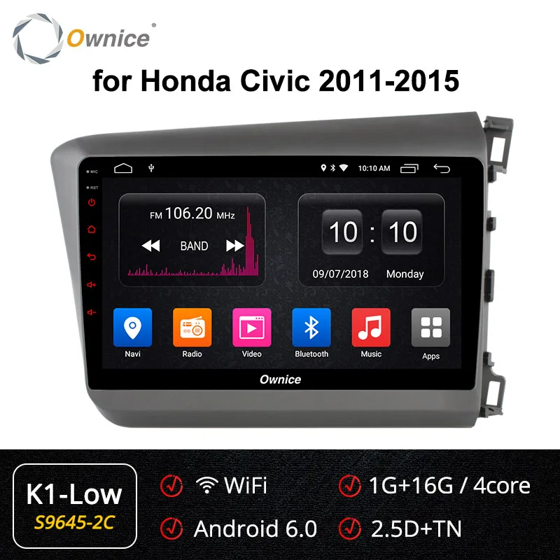 Ownice, Android 9,0, 8 ядер, 4 Гб ОЗУ, 64 Гб ПЗУ, k3, k5, k6, автомобильный Радио плеер, gps для Honda Civic, 2011-, 4G, LTE, SPDIF 360, Pano ram - Цвет: S9645-2 K1-Low