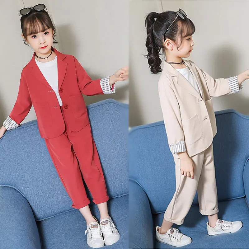 Костюм-Двойка для девочек блейзер и брюки винтажный подростков От 3 до 12 лет | Мать
