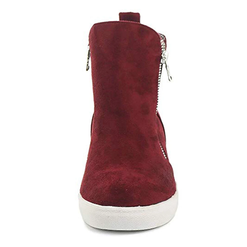 

Women Platform Wedges Sneakers Side Zipper Fashion Ankle Boots Casual Shoes TY66