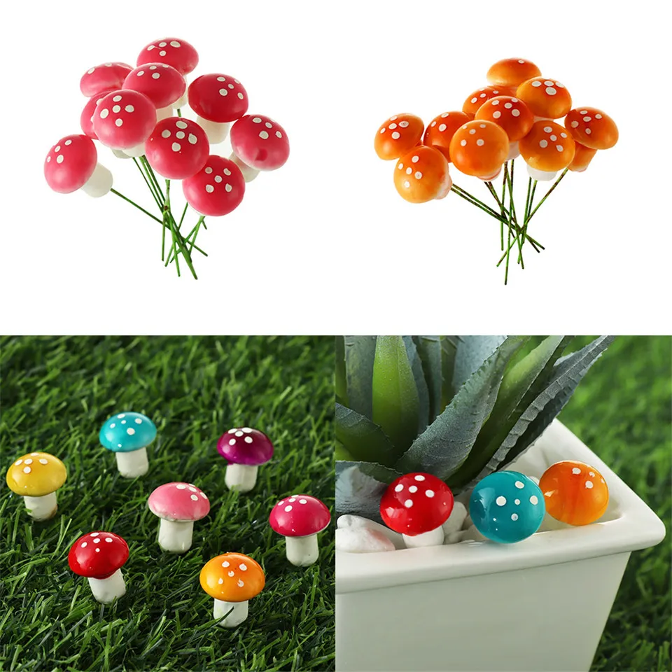 10/20pcs Miniature Artificial Foam Potted Plants Decor Mini Mushroom DIY Craft Home Garden Ornament Resin Crafts Moss Decoration