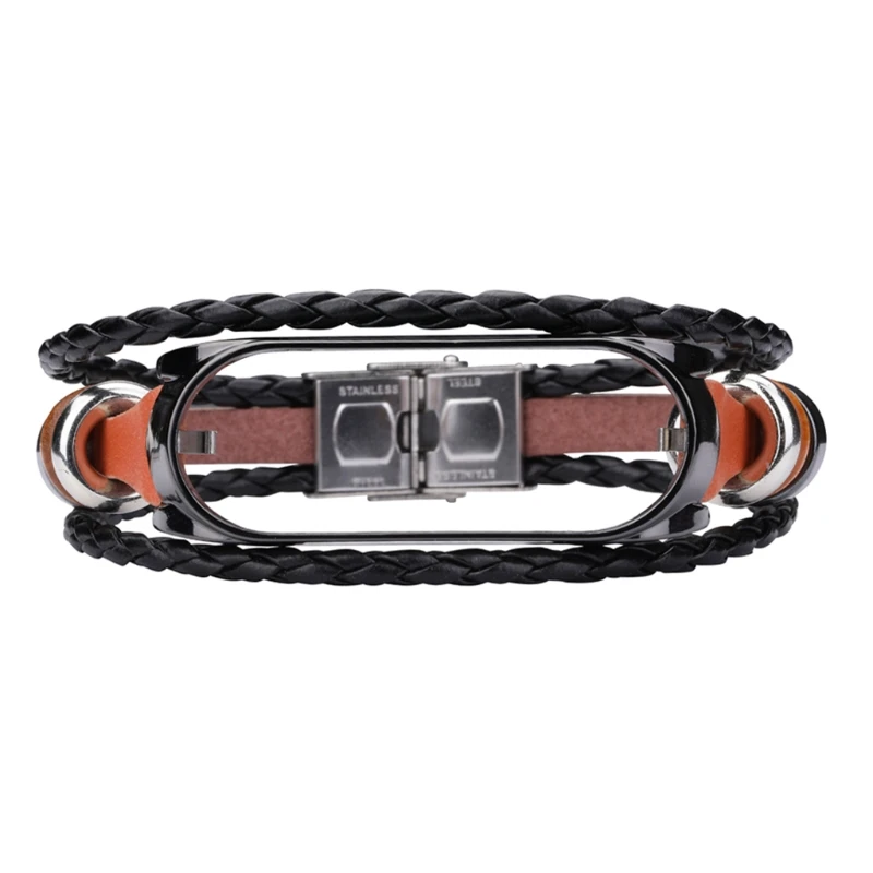 

Mi Band 5 watch Fashion Retro Strap For Mi Band 5 Wrist Strap Leather Strap Replacement Leather Beading Bracelet