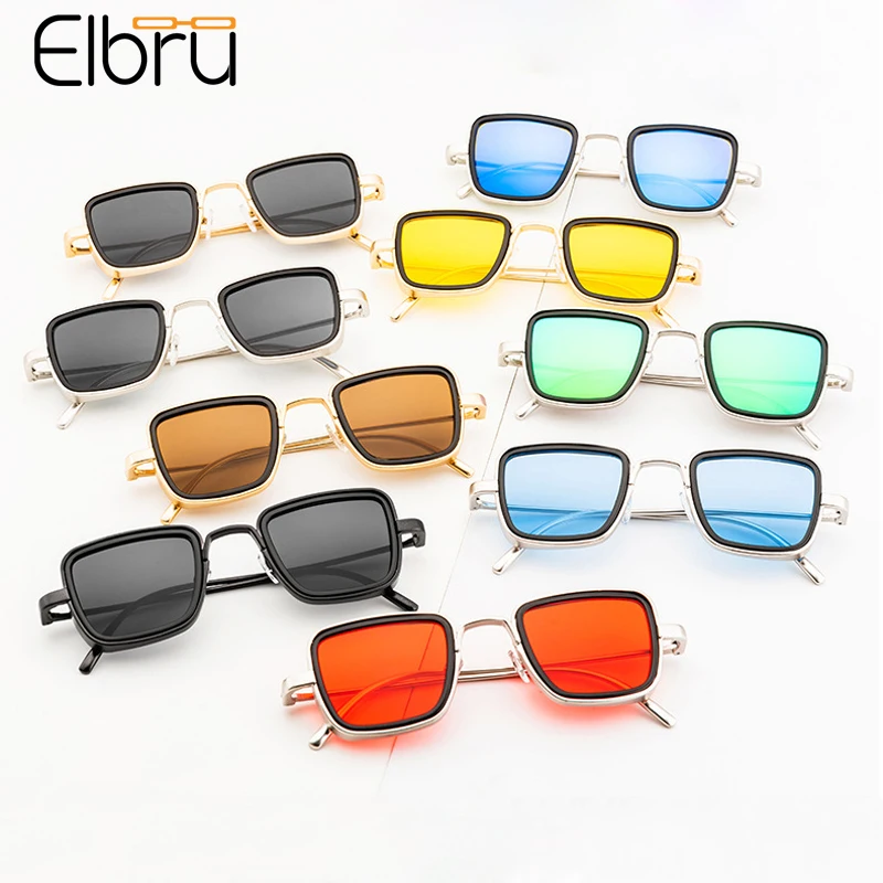 

Солнечные очки Elbru в стиле ретро UV400 для мужчин и женщин, модные большие солнцезащитные аксессуары в толстой металлической оправе, с цветным...