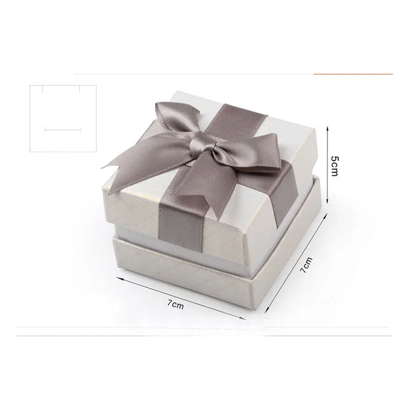 50pcs/Lot Exquisite Jewelry Gift Silk Bow Ribbon Paper Box Ring Square Necklace Wedding Boxes Modern Event Organizer | Украшения и